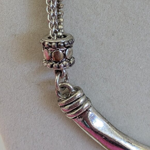 German Silver Necklace, Red Stone Pendant, Boho Tribal Jewelry, Ethnic Statement - Picture 7 of 8